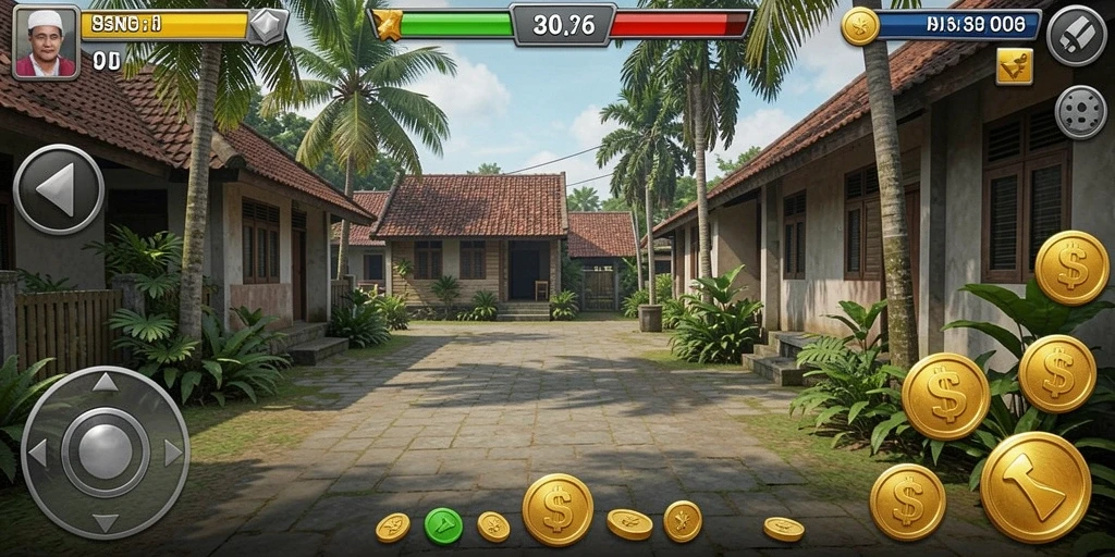 Adegan permainan yang dinamis dan penuh warna.